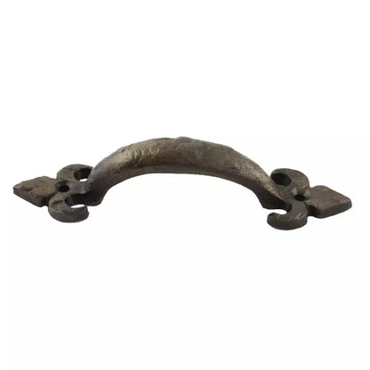 Set of 2 Antique Look Fleur De Lis Medium Metal Iron Cabinet Door Handles
