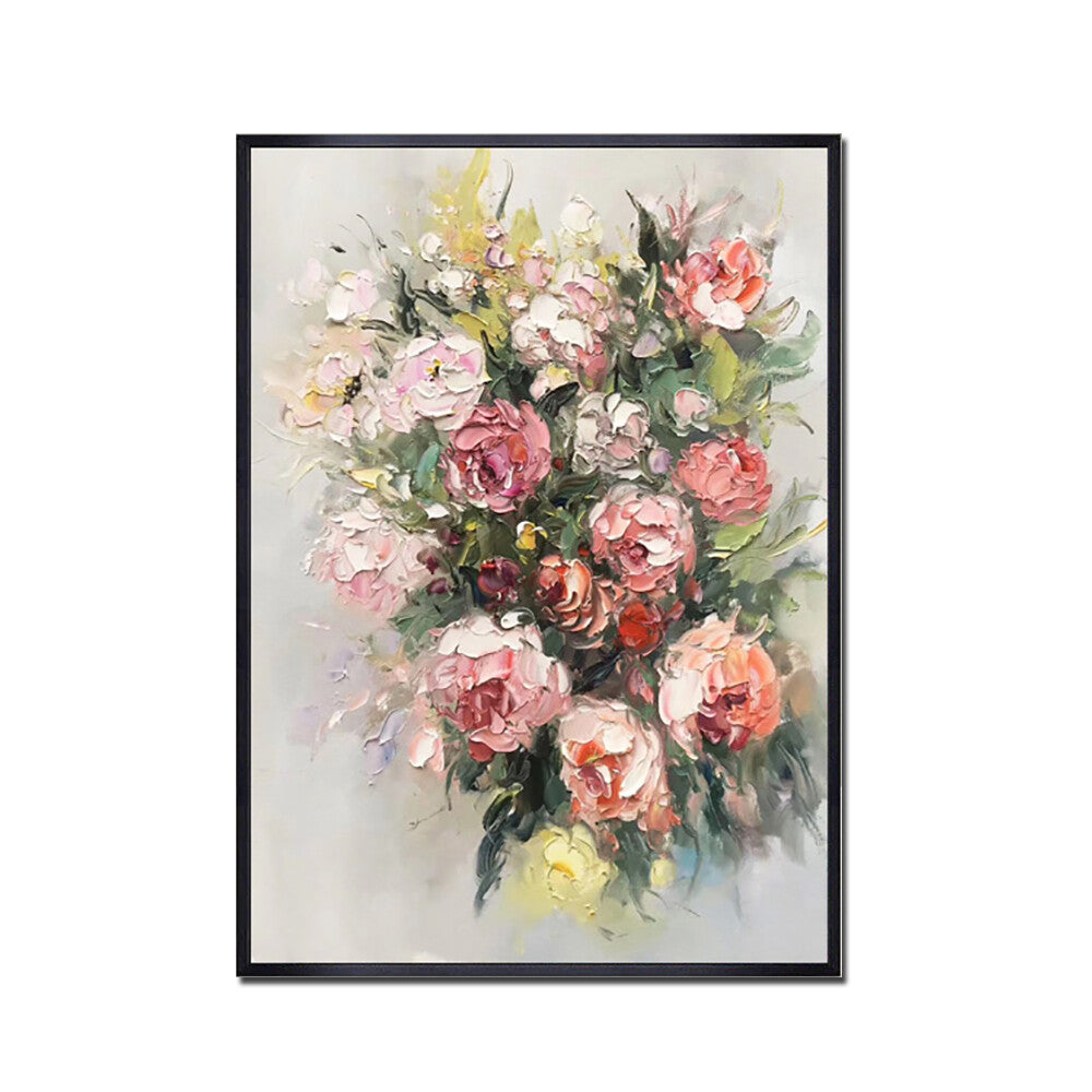 Hand Painted Abstract Flower Oil Painting Knife Thick Texture Canvas Painting