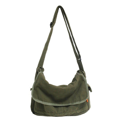 100% Cotton Teenager Canvas Big Shoulder Bag Multi-pockets Messenger 38*26*12 CM