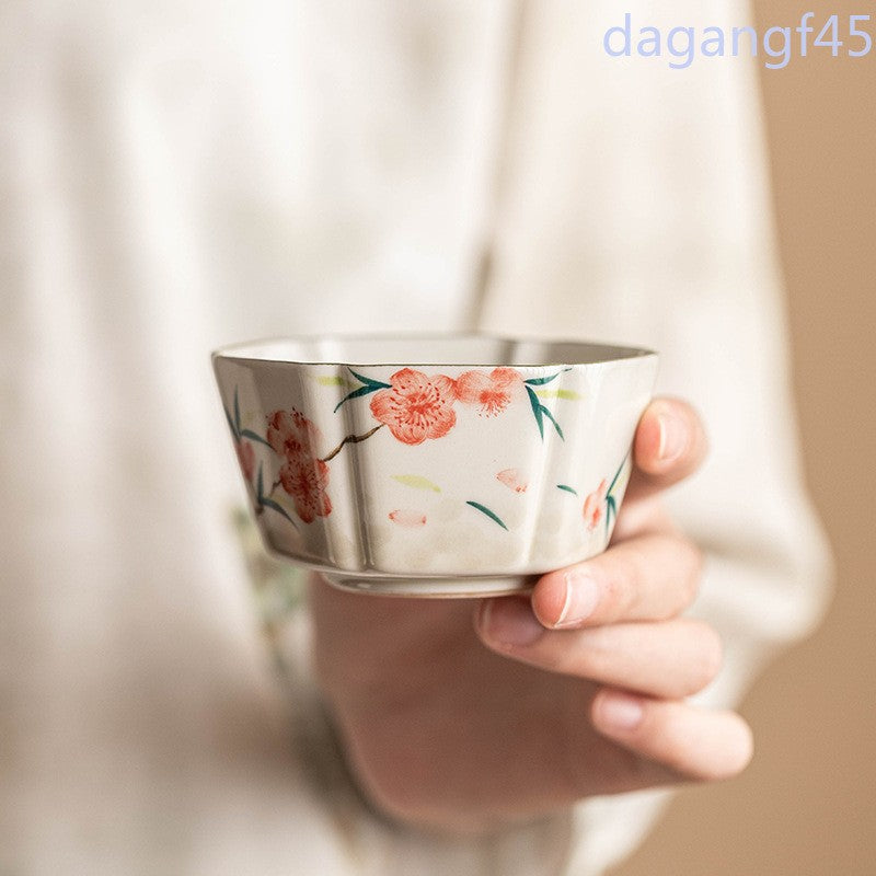 75ml High-end Ceramics Handpainted Peach Blossom Master's Cup Tea Tasting Cup