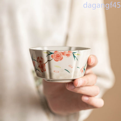 75ml High-end Ceramics Handpainted Peach Blossom Master's Cup Tea Tasting Cup