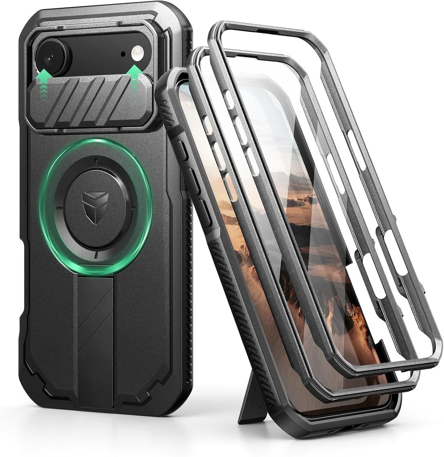 for Iphone Air Case with Slide Camera Cover & Adjustable Kickstand & Built-In Sc