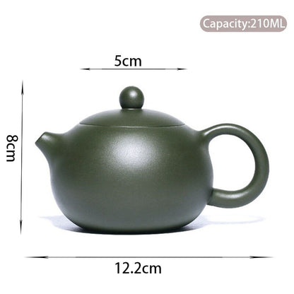 210ml 4.8" Raw Ore Green Mud Xishi Tea Pot Authentic Yixing Purple Clay Teapot