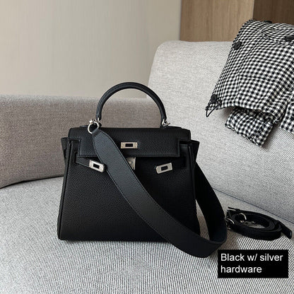 25/28cm Real Leather Flap Tote Shoulder bag Handbag Purse Fashion Briefcase