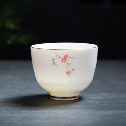 Chinese Handmade White Porcelain Teacup Travel Portable Tea Bowl Tea Set