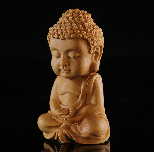 6.8*3.9*3.0 CM Carved Boxwood Figurine Carving : Rulai Buddha Boy