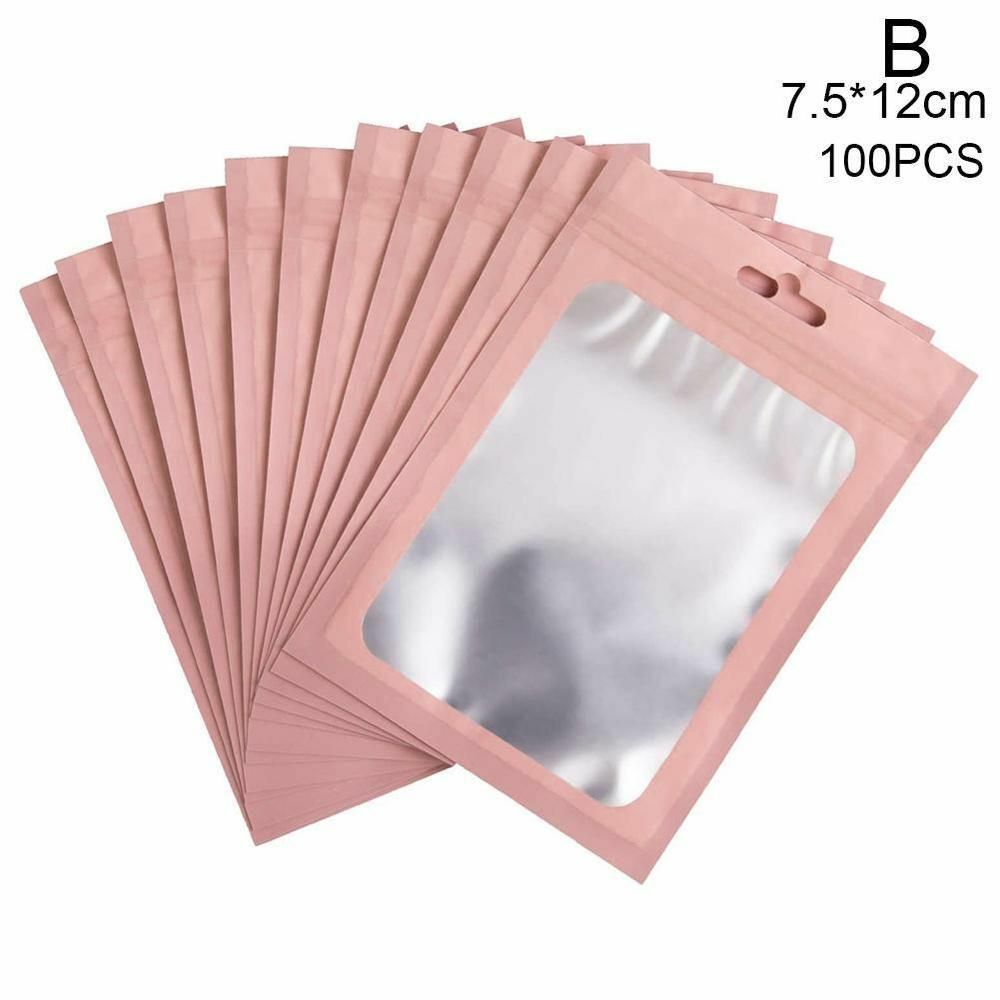 Cosmetic Bag 100pcs 4 Sizes Flat Bath Salt One Side Clear Mini Aluminum Foil Zip