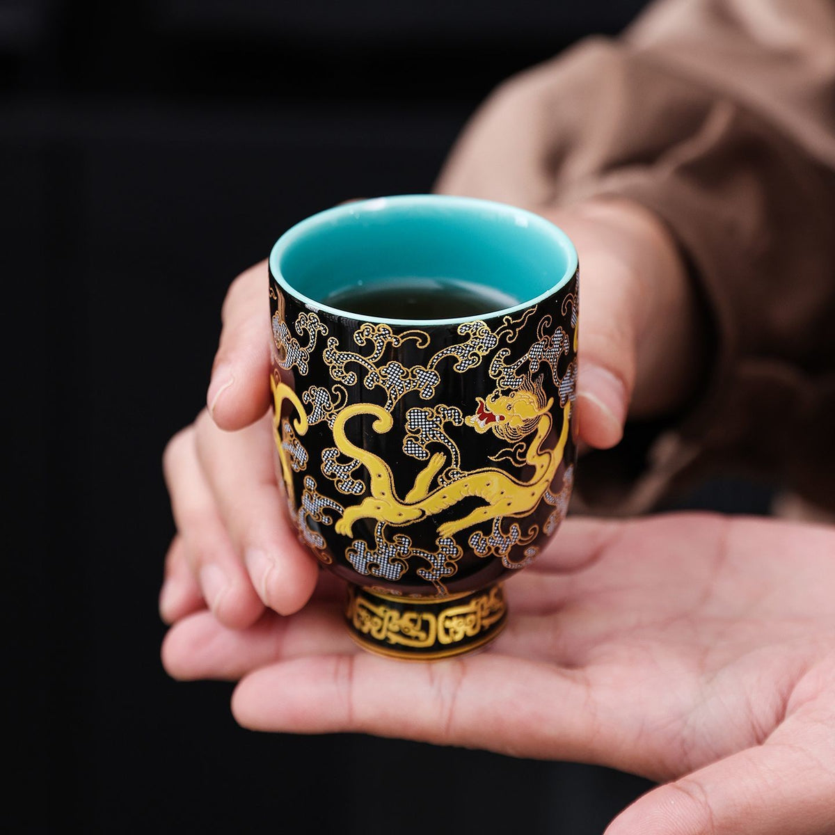Chinese Dragon Pattern Ceramic Teacup Kung Fu Master Cup Home Office Tea Cup