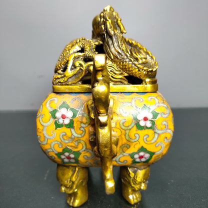 Chinese Copper Cloisonne Enamel Handmade Exquisite Incense Burner