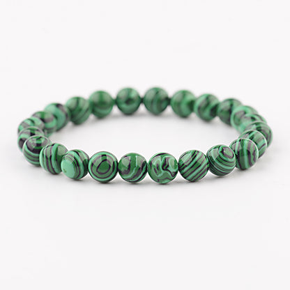 Natural Handmade 6/8/10Mm Green Malachite Round Gemstone Beads Stretch Bracelets