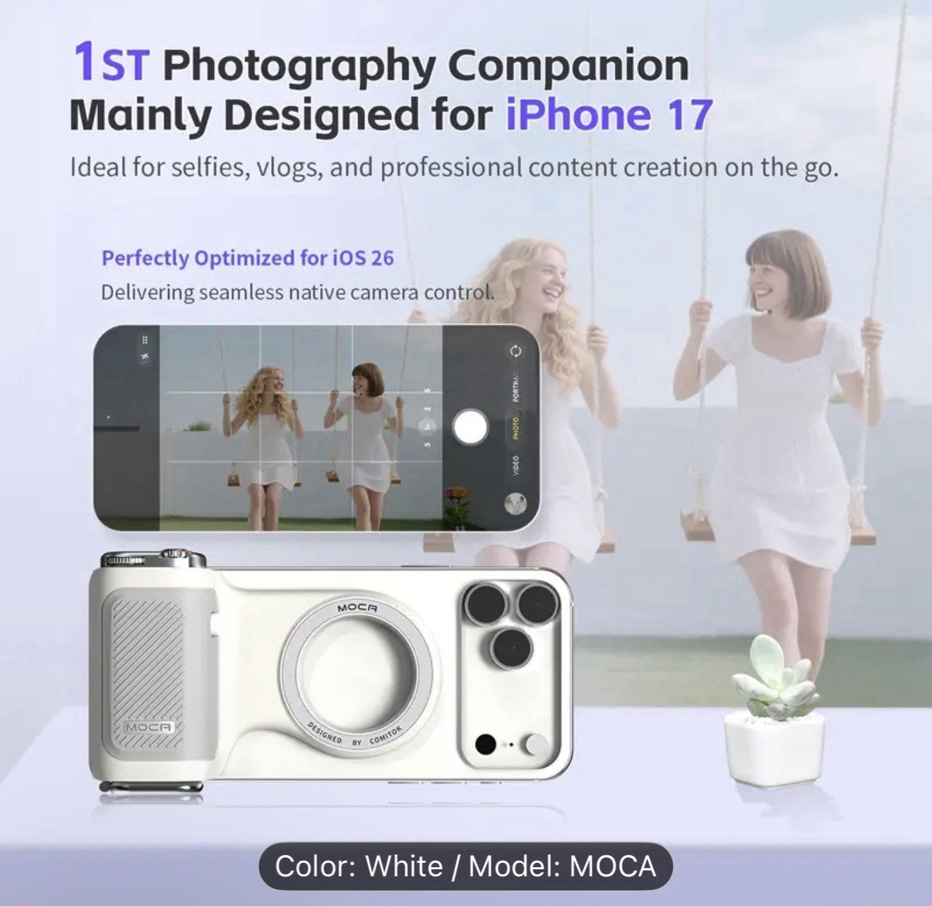 COMITOK MOCA Phone Camera Grip, Magnetic Smartphone Holder with DSLR Style