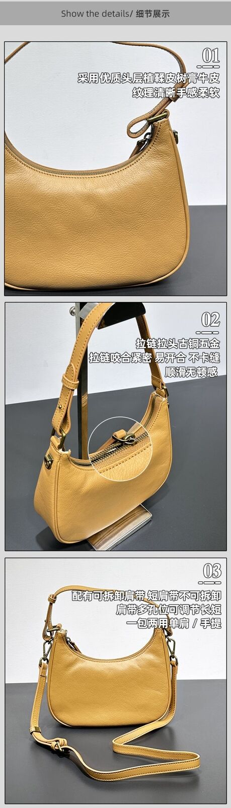 Cowhide Armpit Dumpling Bag Fashionable Versatile Leather Shoulder Handheld Bags