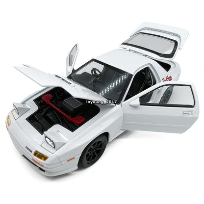 1/24 Mazda RX-7 FC3S Model Car Diecast Toy Vehicle for Boys Kids Gifts White
