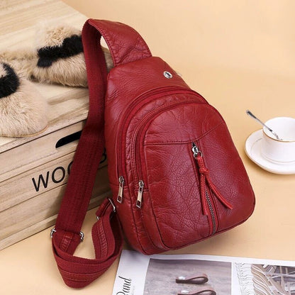 Women Chest Bag Soft PU Leather Crossbody Bags Bags Travel Backpack