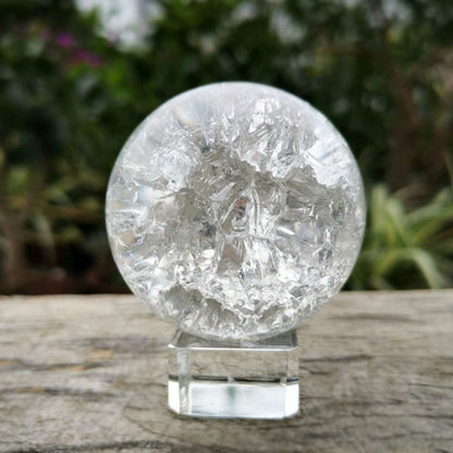 Ice Crack Crystal Ball Glass Magic Sphere For Home Decoration Fengshui Ornaments