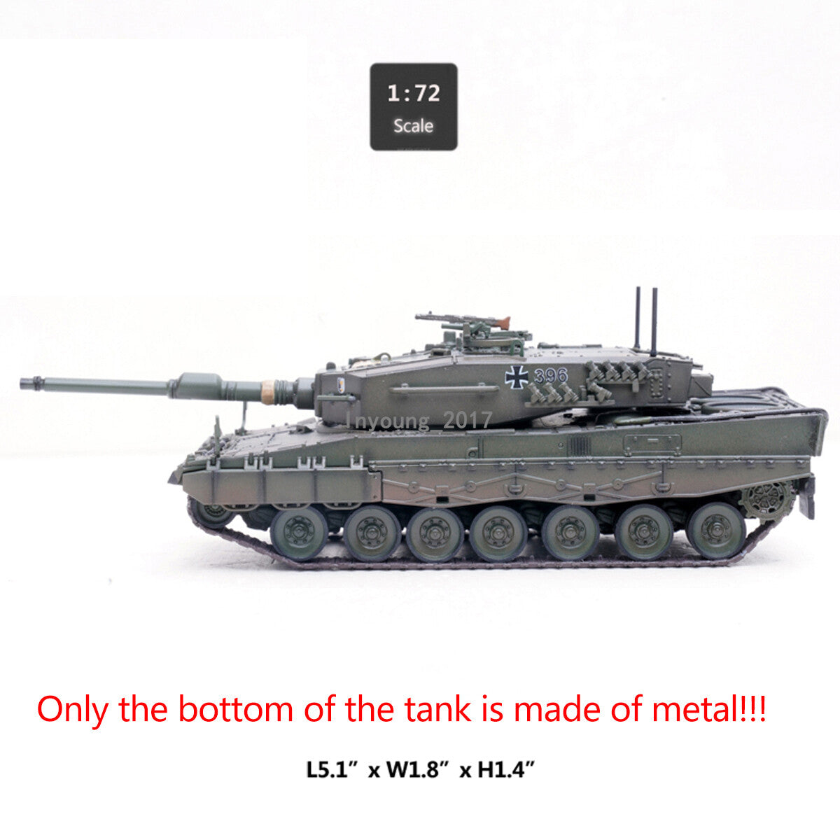1:72 Leopard 2A4 Battle Tank Model Diecast Military Toy Tank for Boys Gifts Kids