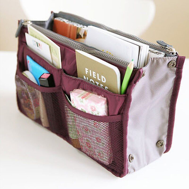 Organizer Insert Bag Women Nylon Travel Handbag Purse Large liner Cosmetic Bag