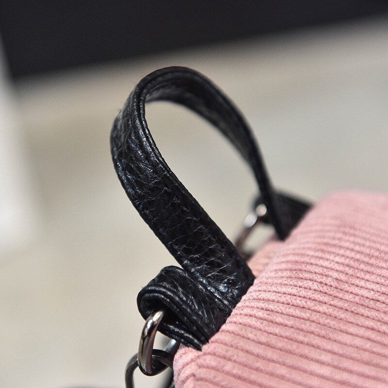 Mini Backpack Corduroy Small Crossbody Striped Fabric Shoulder Bag 15*19*21*11CM