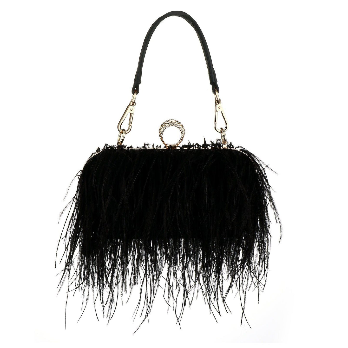 Luxury Ostrich Feather Evening Bag Shoulder Crossbody Bag Party Clutch 19*6*10CM