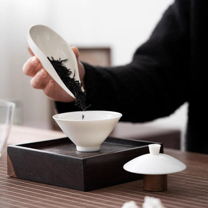 Jade Inverted Triangle Ceramics Gaiwan 100ml 3.4oz White Porcelain Tea Bowl