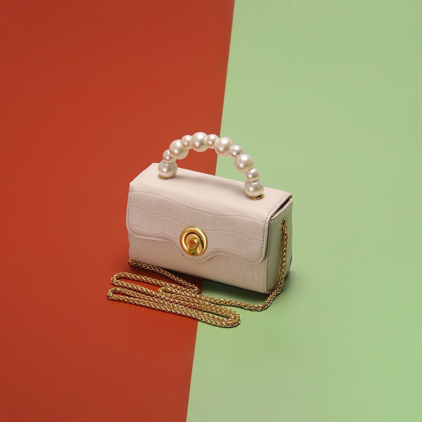 One Shoulder Handbag Crossbody Pearl Bead Handle Bags Elegant Small 17*10*7*4 CM