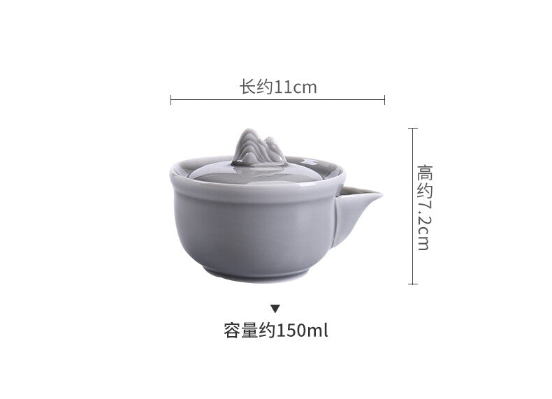 Handheld Teapot Celadon Ice Gray Glaze Ceramic Kung Fu Tea Set Pot Brewing