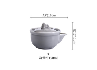 Handheld Teapot Celadon Ice Gray Glaze Ceramic Kung Fu Tea Set Pot Brewing