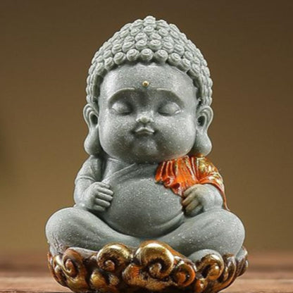 Sandstone Small Seated Buddha Figurine Tea Pet 9.5cm 3.7in Zen Tea Set Decor