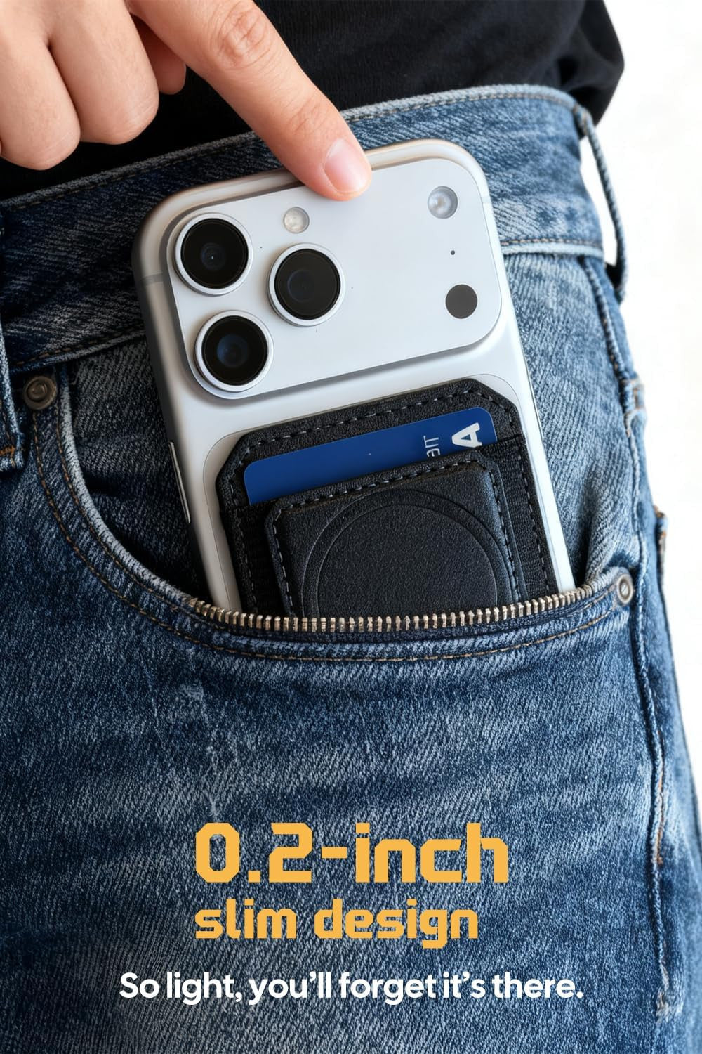 Magnetic Wallet for Iphone, Compatible with Car Mount& Phone Grip, Magnetic Phon