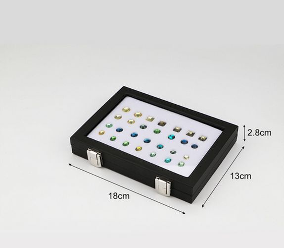 Jewelry Display Box Black Patent Leather Buckle Treasure Gem Diamond Ring Holder