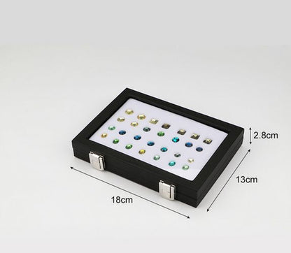 Jewelry Display Box Black Patent Leather Buckle Treasure Gem Diamond Ring Holder