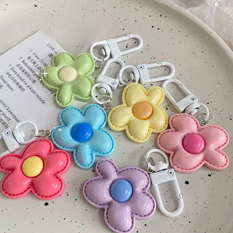 Colored Flower Keychain Heart Flower Bag Pendant DIY Candy Color Key Chains