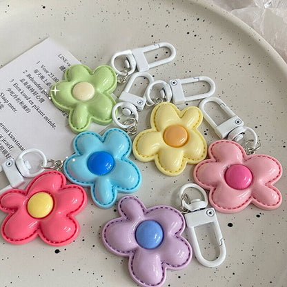 Colored Flower Keychain Heart Flower Bag Pendant DIY Candy Color Key Chains