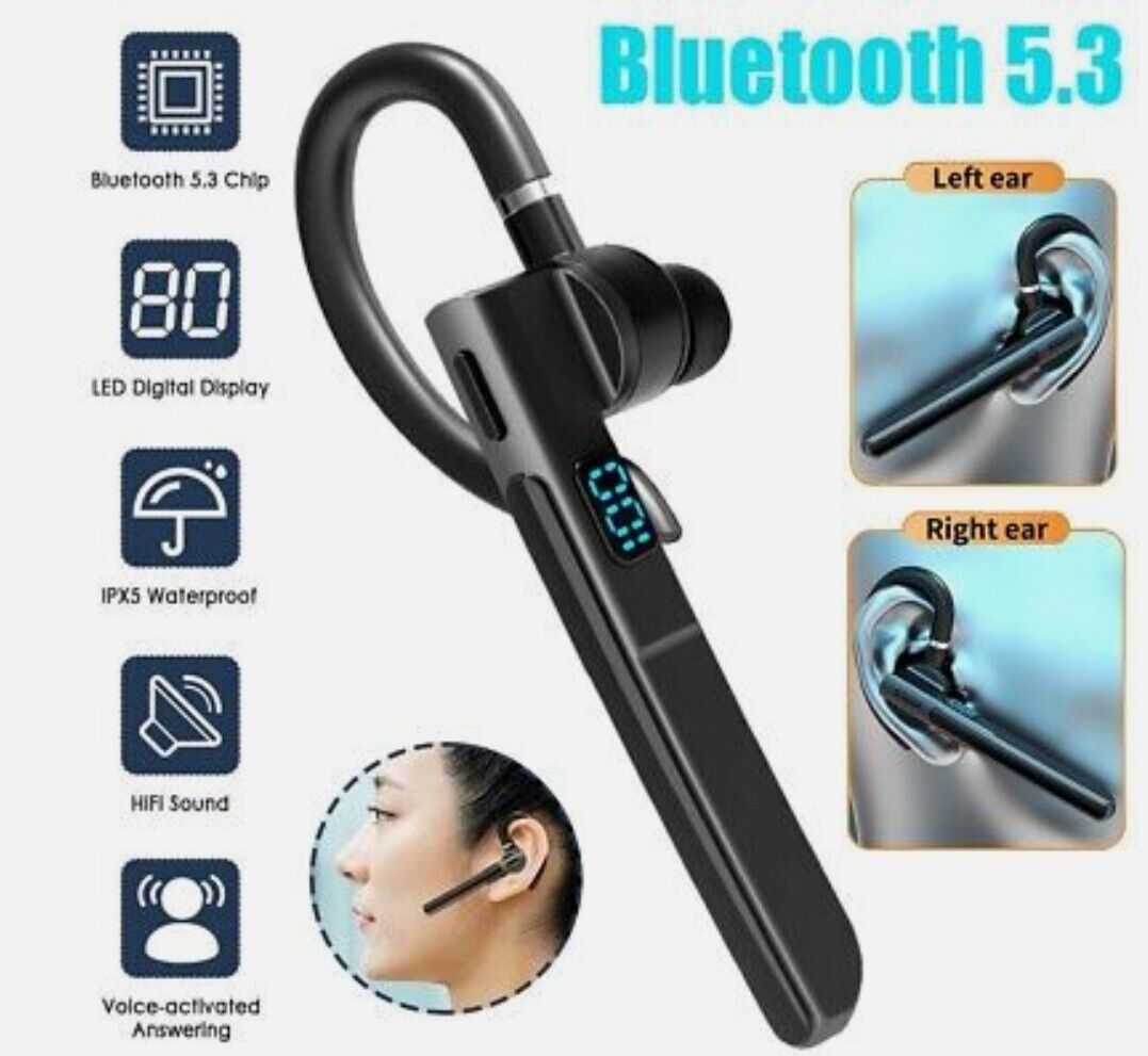 Wireless Bluetooth 5.3 Earpiece Noise Cancelling Trucker Headset Dual Mic Earbud