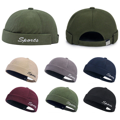 Brimless Docker Cap Hat Skullcap Sailor Rolled Cuff Retro Beanie Hats Adjustable