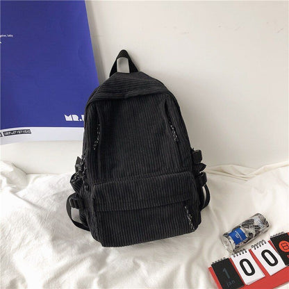 Corduroy Backpack Cartoon Cute School Bag Large Women Corduroy 35-55L Brown/Blue