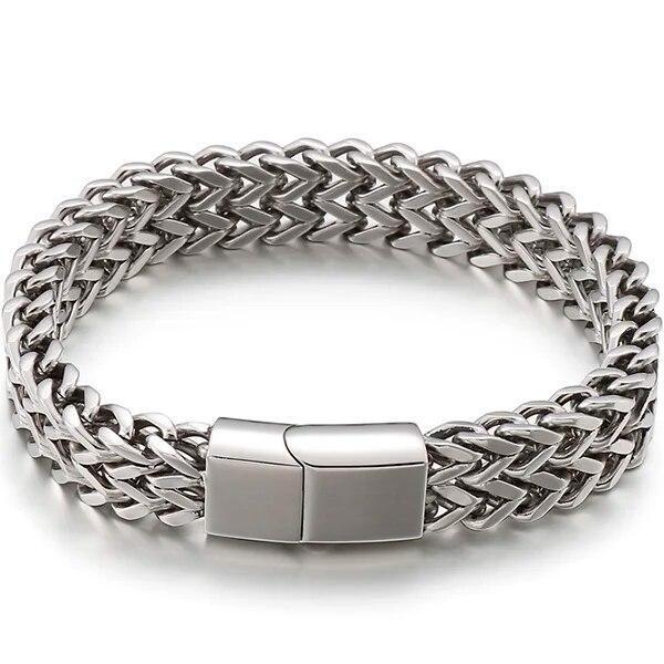 Meshed Woven Stainless Steel Bracelet Curb Chain Cuban Link Wristband Men Women