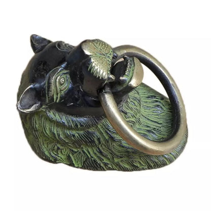 Antique Look Brass Lion Head Door Knocker Ring With Patina Door Bell Home Decor