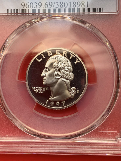 1997 S Proof Washington Quarter USA Silver Coin PCGS PR69DCAM 25C GEM Money