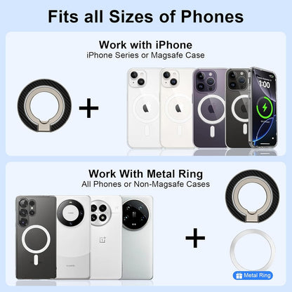 Magnetic Phone Ring Holder for Magsafe Dual-Side Magnetics, Removable Magsafe Ph