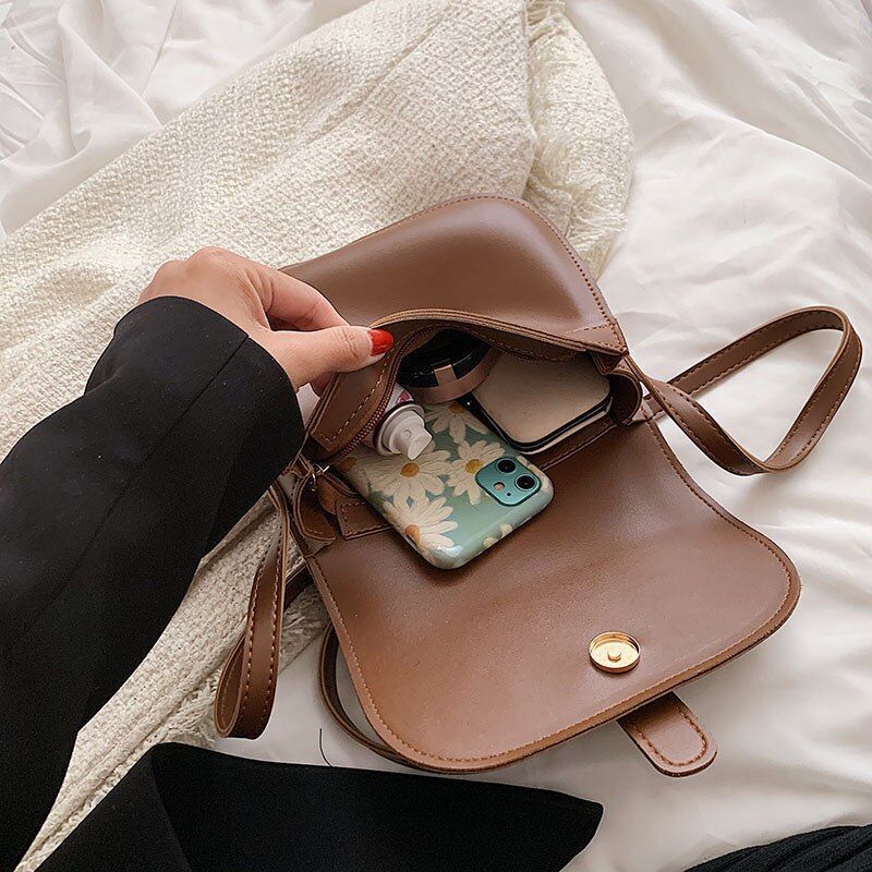 Women Saddle Bag Green Synthetic Leather Crossbody Shoulder Bag Handbags Purses