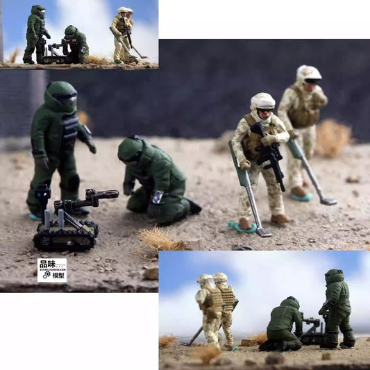 1/72 US Mine Clearance And Demolition Team 4pcs Soldiers+1pcs Robot Finish Model