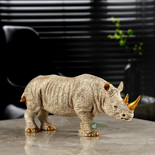 Polyresin One Horned Rhinoceros Idol Figurines Gifts for Home Decor Statue