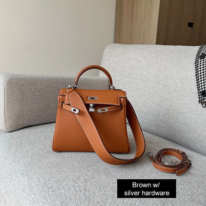 25/28cm Real Leather Flap Tote Shoulder bag Handbag Purse Fashion Briefcase