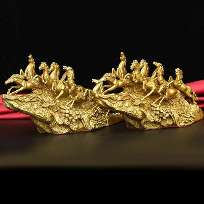 Brass Myth Horse Galloping, Nine Horses Galloping, Fast Riding Statue Decoration