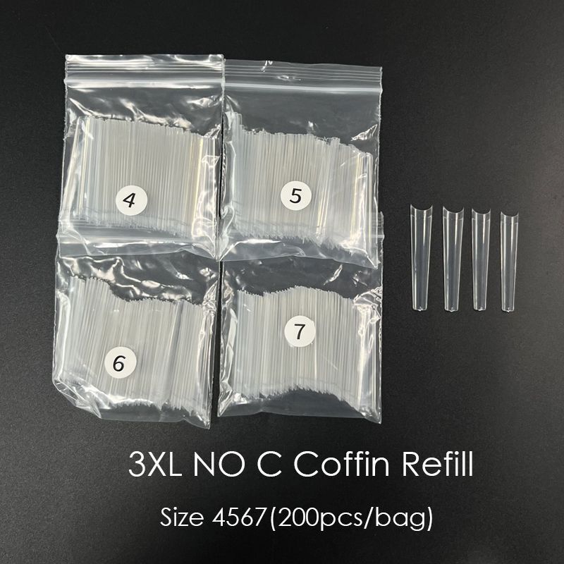 False Nail Art Tip ABS Refill Bag Curve XXL Coffin Square French Manicure 200Pcs