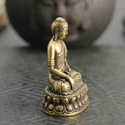 Bronze Brass Tibet Buddhism Buddhist Sakyamuni Buddha Figure Small Statue USA