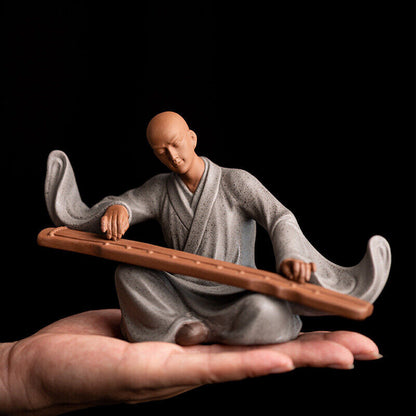 handmade figurine statue purple clay tea pet Zen style artware study decoration