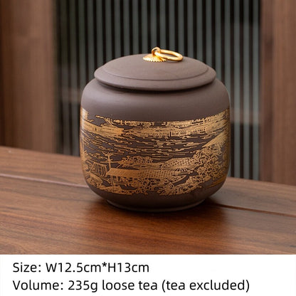 Sealed Tea Canister With Lid Small Yixing Zisha Purple Clay Jar For Loose Tea