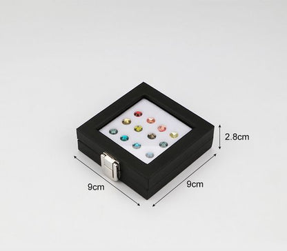 Jewelry Display Box Black Patent Leather Buckle Treasure Gem Diamond Ring Holder
